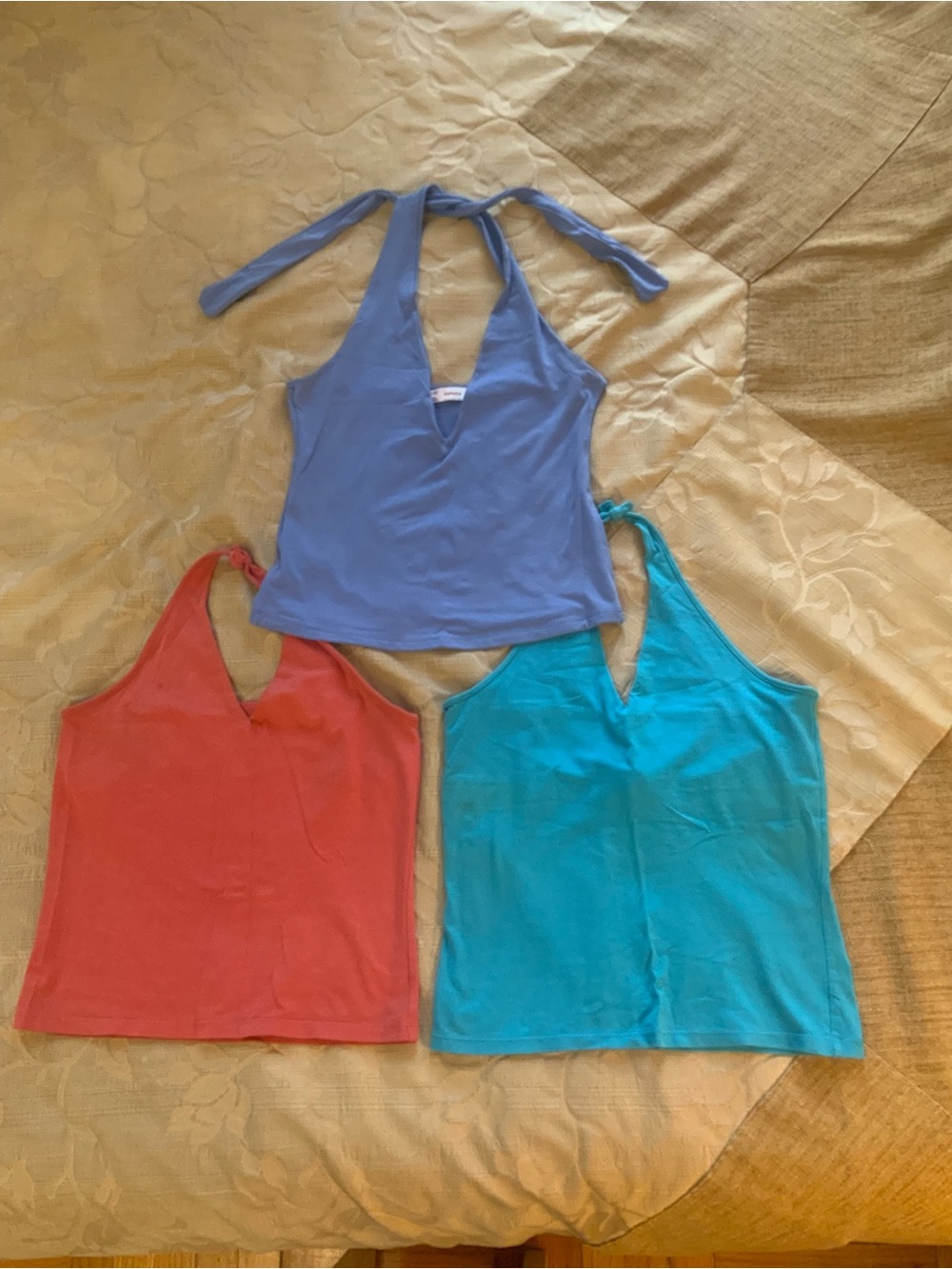 Lot of 3 Halter Tops Size M Zara Trafaluc Blue Banana Republic Turquoise